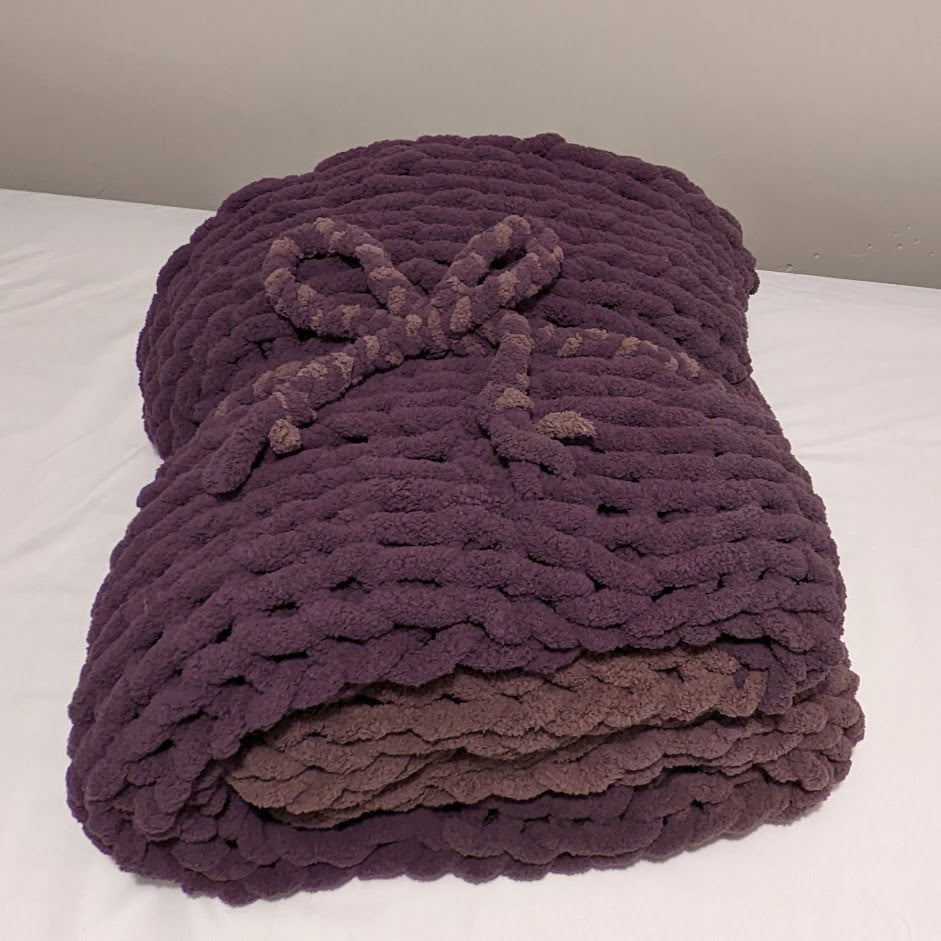 Purple Jumbo Loose Knit Blanket